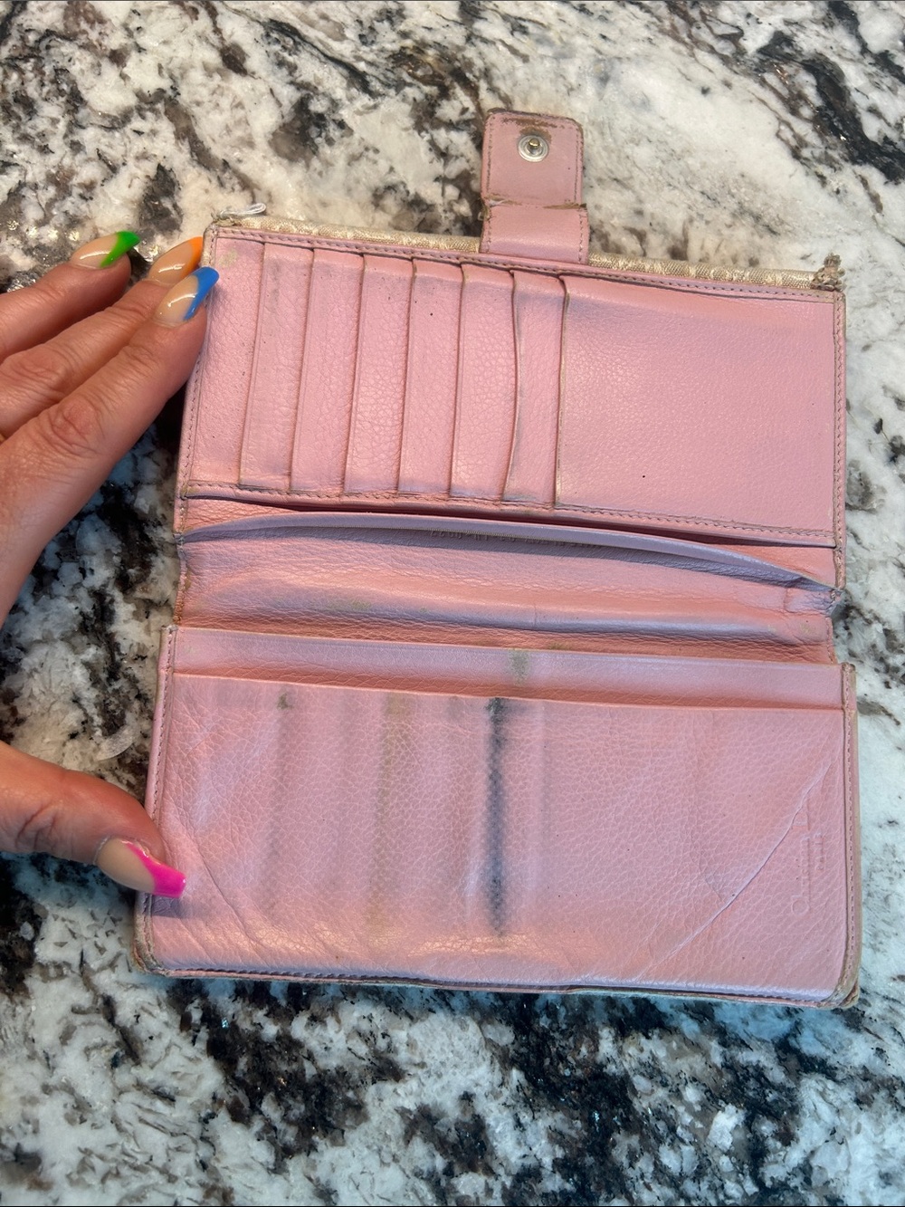 Dior Beige Canvas Continental Wallet with Pink leather Trim - Picture 11 of 16